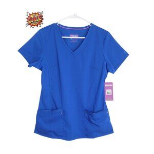 NWT Healing Hands Women’s Scrub Top M Blue Yoga Purple Label Medical Uniform